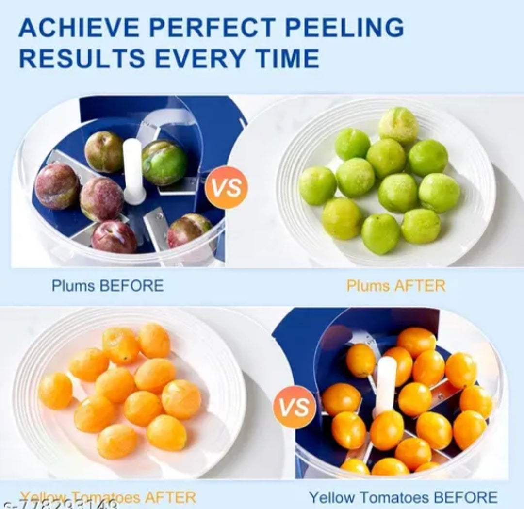Electric Automatic Fruit Peeler Machine | Garlic & Grape Peeler | 5-Blade Tomato Skin Remover | Fast Small Fruit Peeling Tool | 50W High-Power 1300mAh Rechargeable Kitchen Peeler.           Rating = 4.5