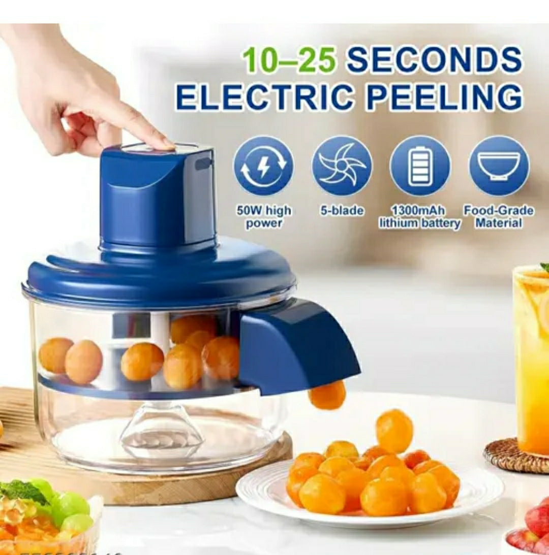 Electric Automatic Fruit Peeler Machine | Garlic & Grape Peeler | 5-Blade Tomato Skin Remover | Fast Small Fruit Peeling Tool | 50W High-Power 1300mAh Rechargeable Kitchen Peeler.           Rating = 4.5