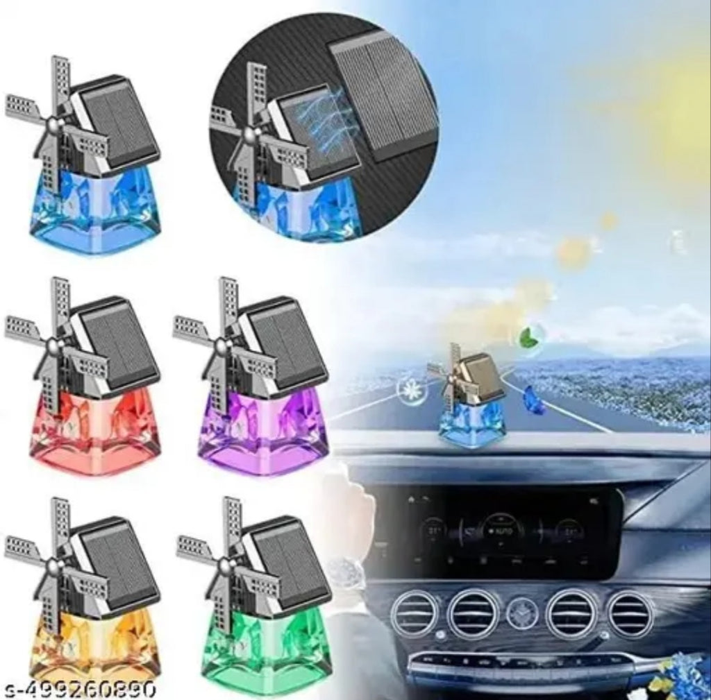 QAWACHH Windmill Dual Solar Panel Car Aroma Perfume with Rotating fan All Cars.                          Rating 4.2